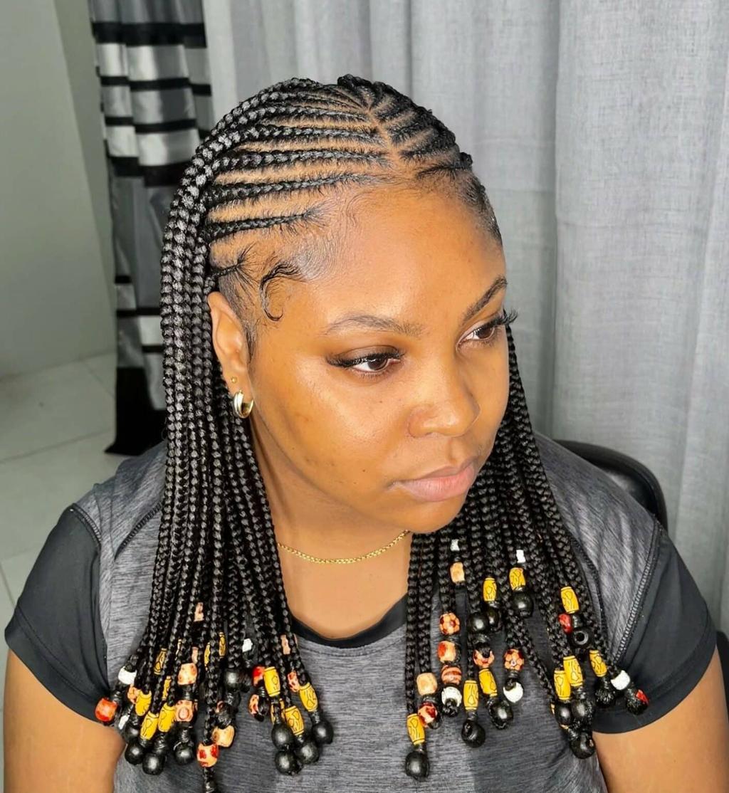Fulani braids with beads